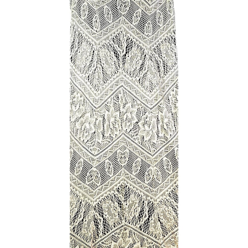 Vtg DAMIANOU Dress Gold Crochet Lace Overlay Black Sz Small Long Sparkly - Picture 2 of 10
